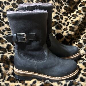 Overland Black Leather Boots with Buckle NWOT